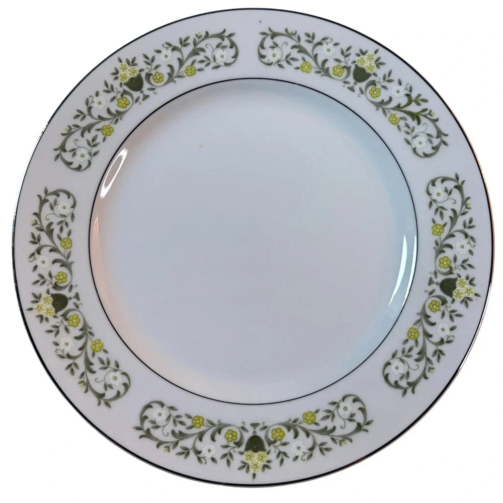 Sterling Fine China Florentine Dinner Plates Set of 4 White Floral 10' MCM